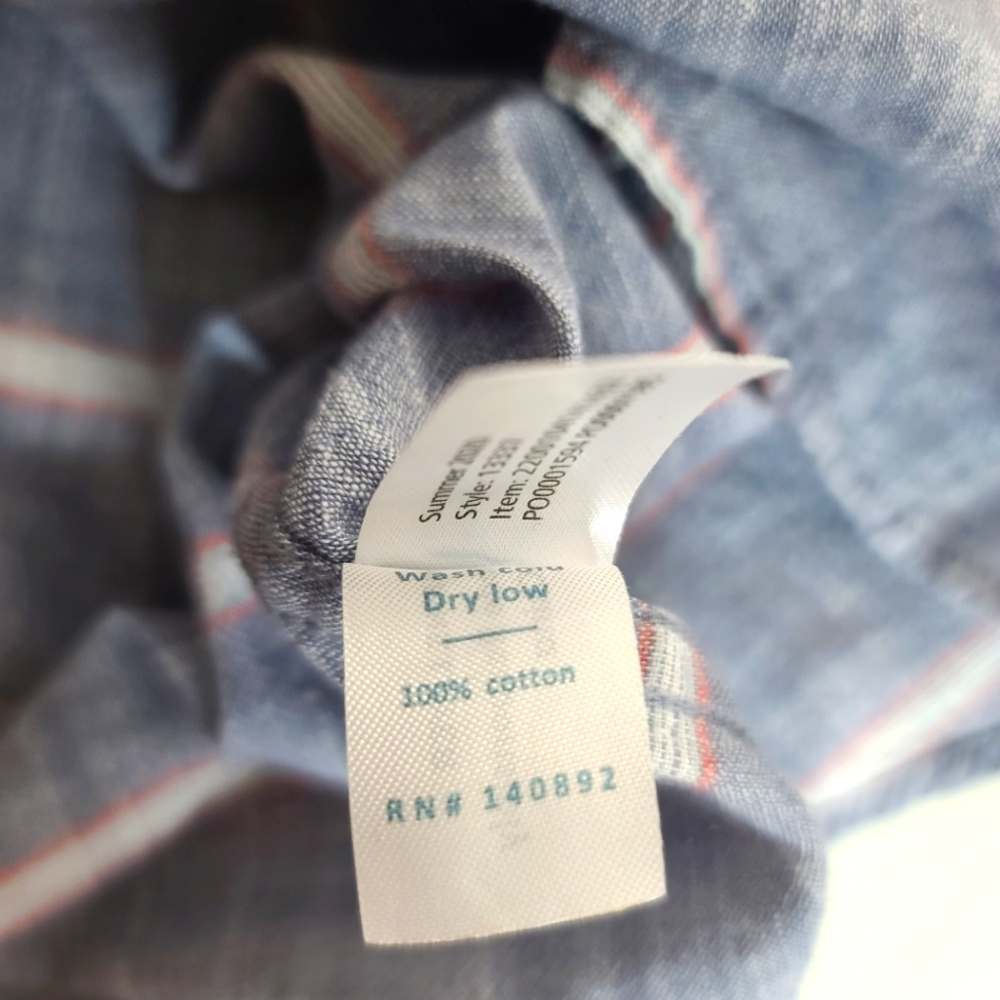 Marine Layer Grove Stripes Cotton 100% Button Down Shirt Indigo Blue - Picture 7 of 11